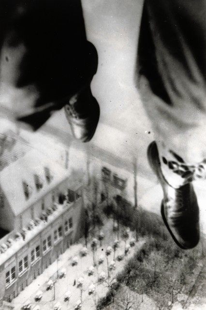 Willi Ruge’s ‘Seconds before Landing’ from the series I Photograph Myself during a Parachute Jump (1931).