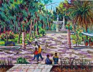 quot;Oaxaca park,quot; a pastel of a Mexican park by Jeff Barnhart.