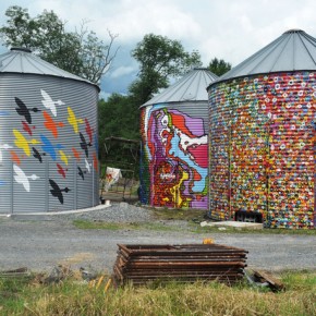 Artists Ryan Cronin, Fumero and Joseph Meloy were at Tuthilltown Spirits in Gardiner last week adding their own distinct colorful images to the distillery’s three metal grain silos. Each silo stands 17 feet high and is 69 feet<p>Article source: <a href=